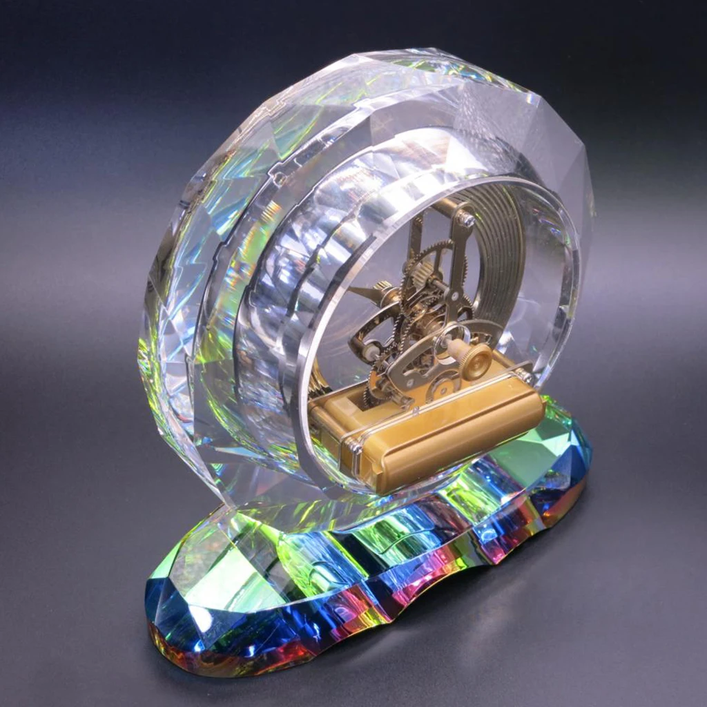 

Desk Clock Beautiful Practical Crystal Quartz Skeleton Analog Working Clock Battery Operated Office Home Ornaments