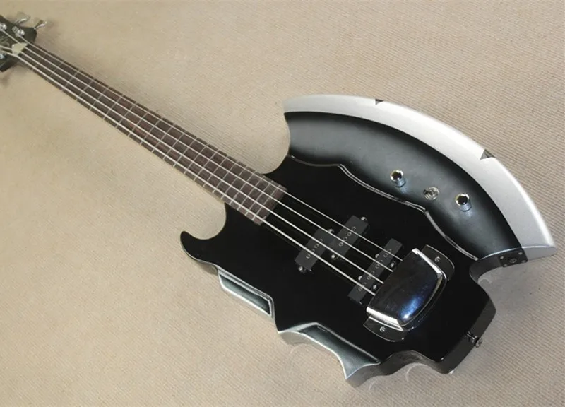 

4-String Bass Guitar,Axe Shape,with Protective Cover,Open Pickups,Chrome Hardware and can be Customized