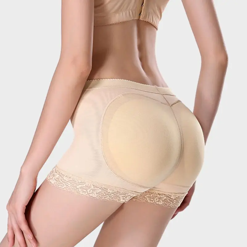 Womens Breathable Mesh Mid Rise Butt Lifter Underwear Seamless Floral Lace Trim Padded Panties Hip Enhancer Body Shaper Boyshort