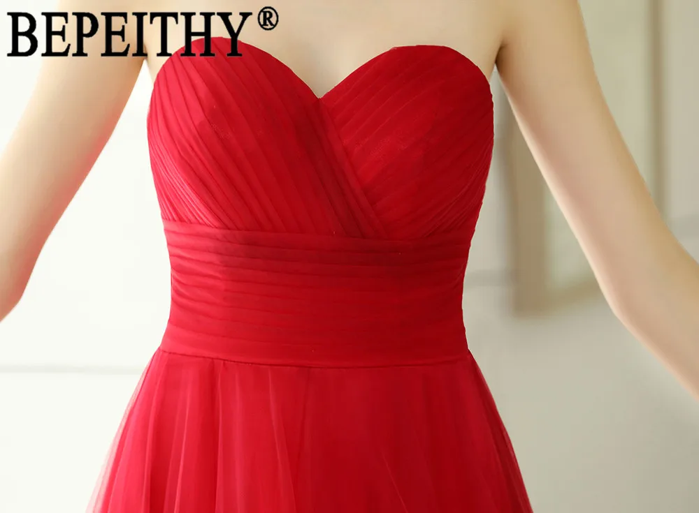 BEPEITHY vestido de festa Новый Дизайн Благородный Милая Плиссированные слои Тюль А-силуэт Длинные вечерние платья 2019
