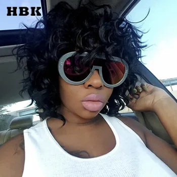 

HBK Unisex Pilot Sunglasses Oversized Big Frame Vintage Retro Women Brand Designer Luxury Men 2018 New Fashion Sun Glasses UV400