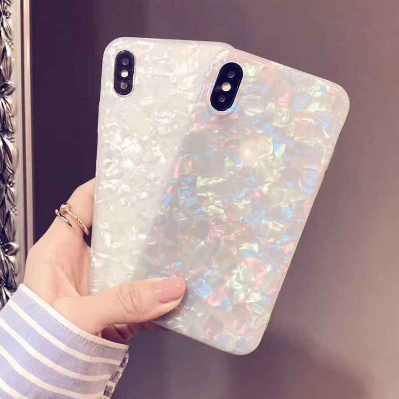 

Fashion Glitter Phone Case For iPhone 7 8Plus Dream Shell Pattern Cases For iPhone XR XS Max 7 6 6S Plus Soft TPU Silicone Cover