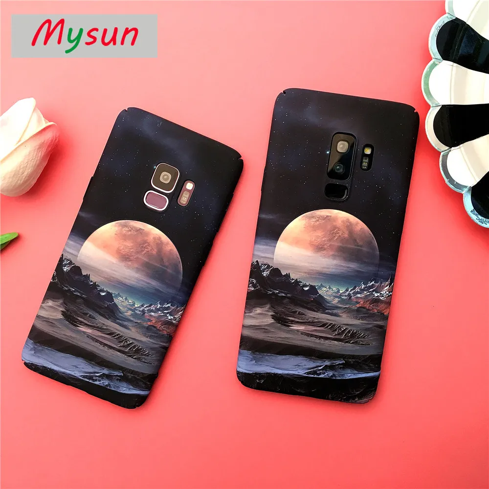 Красивый чехол для телефона Moon Snow Mountain Samsung Galaxy S9 S9Plus S8 S8Plus Note8 Модный IMD Жесткий