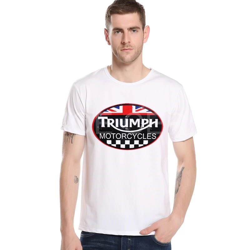 Ретро логотип Триумф футболка Для мужчин Винтаж футболки с круглым вырезом одежда Для мужчин футболка мода лето 2018 Триумф мотоциклов