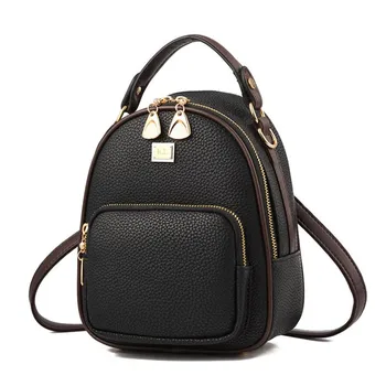 Brand New Leather Small Women Backpacks Zipper Shoulder Bag Female Phone Bags Lady Portable Backpack for Girls Casual Style shein black highstreet modern lady metal ring detail zipper pu backpack 2018 fashion streetwear backpacks