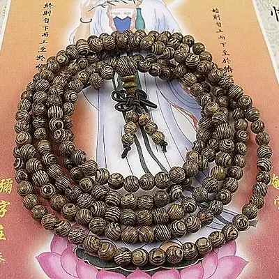 

5mm Tibetan Buddhism 216 Wenge wood Prayer Beads Mala Necklace