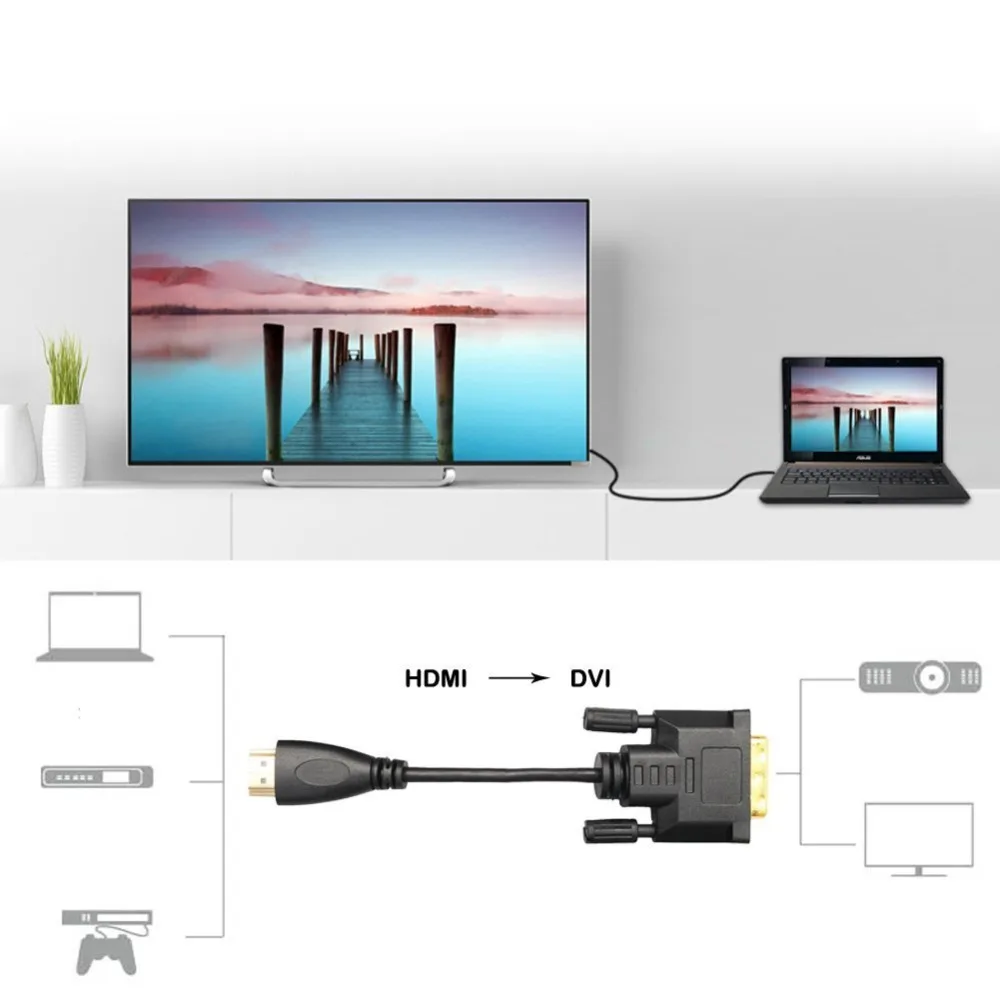 Кабель преобразователь с HDMI на DVI D 24 + 1 штырьковый адаптер штекер 3D 1080P для LCD DVD HDTV
