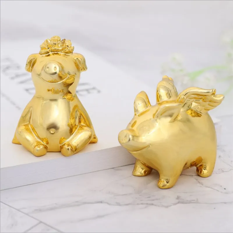 

Pig Year Resin Cartoon Little Golden Pig Home Decoration Creative Home Desktop Decoration Small Decoration New Year Gift
