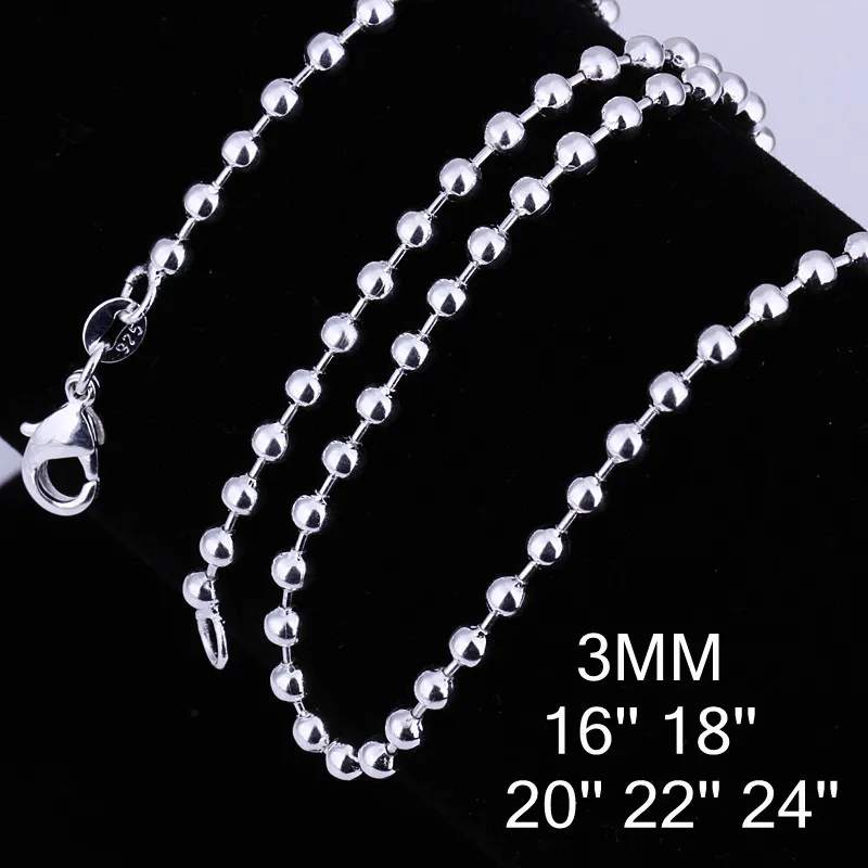 wholesale Silver plated fashion 3mm ball chain Necklace 16inch,18inch