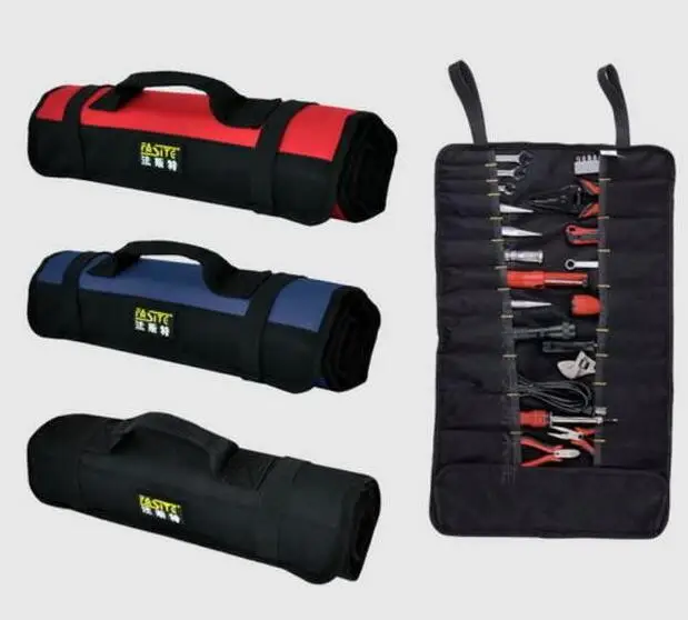FASITE электрик катушка складная сумка для инструментов 21 карманы, органайзер для вещей красный