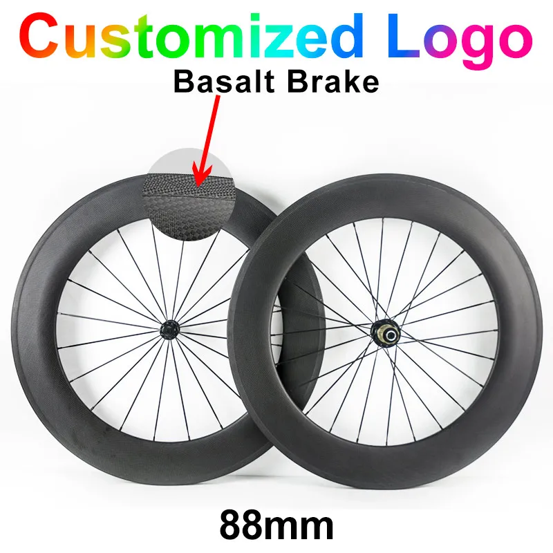 700C 23mm Width 88mm Carbon Fibre Bike Wheels Road Bicycle Cycling Racing 3k Ud Clincher Tubular