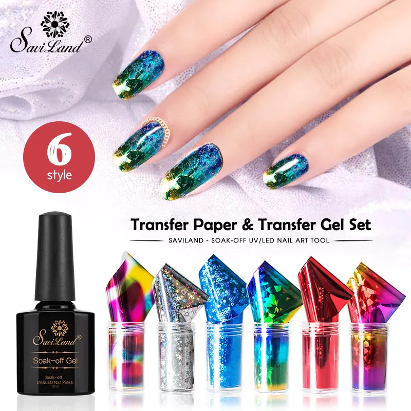 

Saviland Nail Foils Glue Manicure Kits Nail Art Gel Varnish Starry Sky Clear Adhesive Star Sticker Glue Nail Decoration Tools