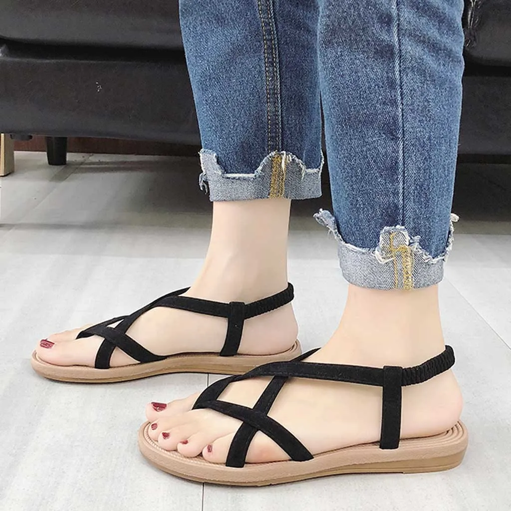 Youyedian Fashion Women Summer Open Toe Sandals Casual Flat Elastic ...