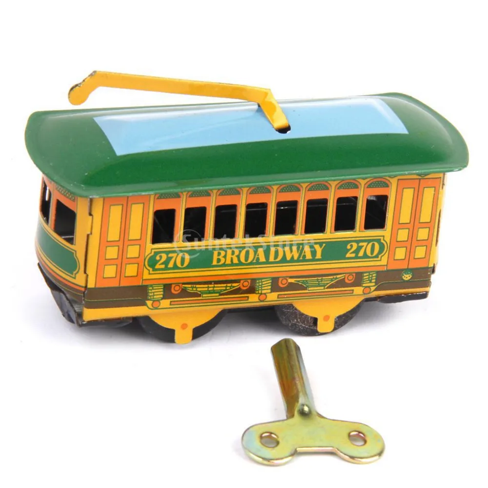 Коллекция для взрослых, ретро заводная игрушка, металлическая Оловянная модель автомобиля бродвейского трамвайного автобуса, механическая игрушка, заводная игрушка для детей, рождественский подарок