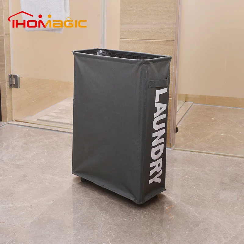 طوي سلة تخزين ملابس حقيبة على عجلات المتداول ضئيلة لطي سلة الغسيل للملابس قذرة اللعب