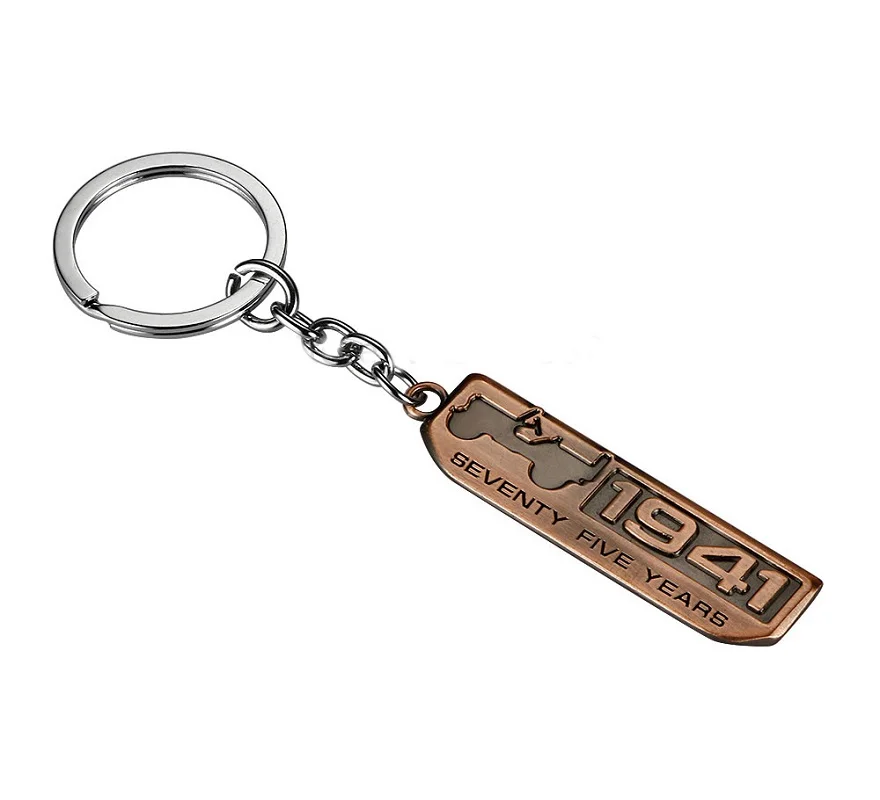 1941 75th Anniversary Willys Bronze Metal Key Chain Ring Pendant Keyfob For Jeep
