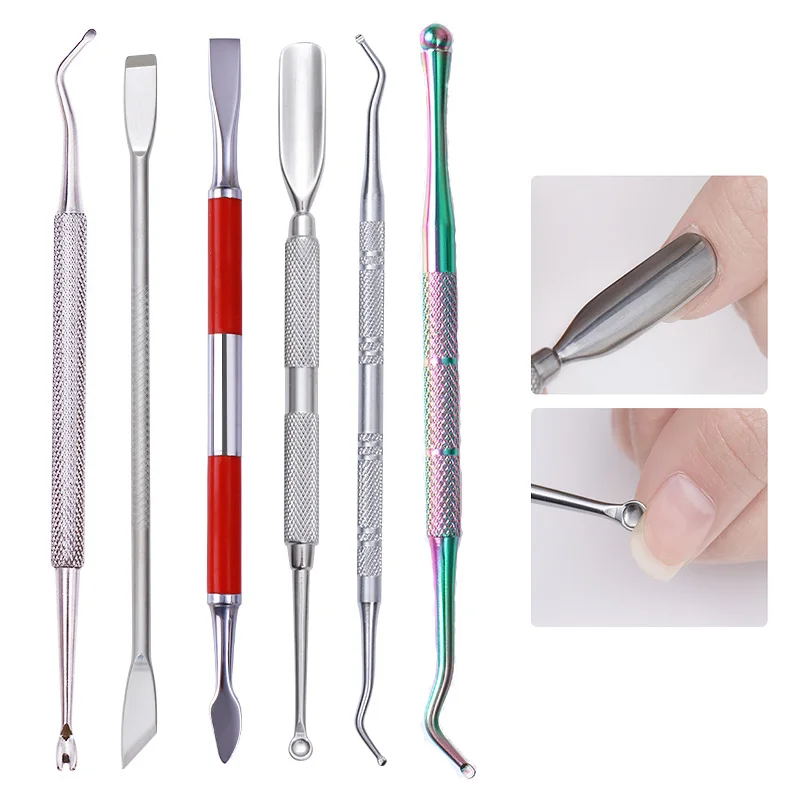 

1 Pc Dual-ended Cuticle Pusher Finger Toe Dead Skin Pusher Stainless Steel Manicure Trimmer Fork Nail Edge Cleaner Nail Art Tool
