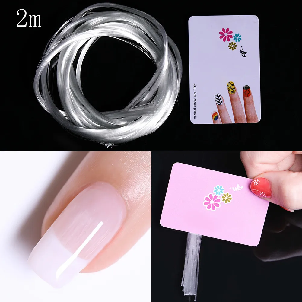 Fiberglass for UV Builder Extension Gel Acrylic Tips Nail Form Clips Colorful Fiberglass Fibernails Manicure Nail Art Tools - Цвет: 2m