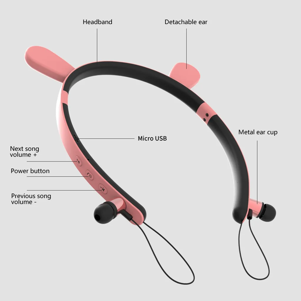 Кошачьи уши LED магнитные притяжения HIFI стерео наушники Bluetooth 4 2