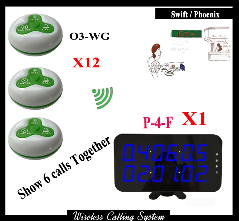 

Wireless Waiter calling system for restaurant with wireless pager receiver and wireless service call bell Button