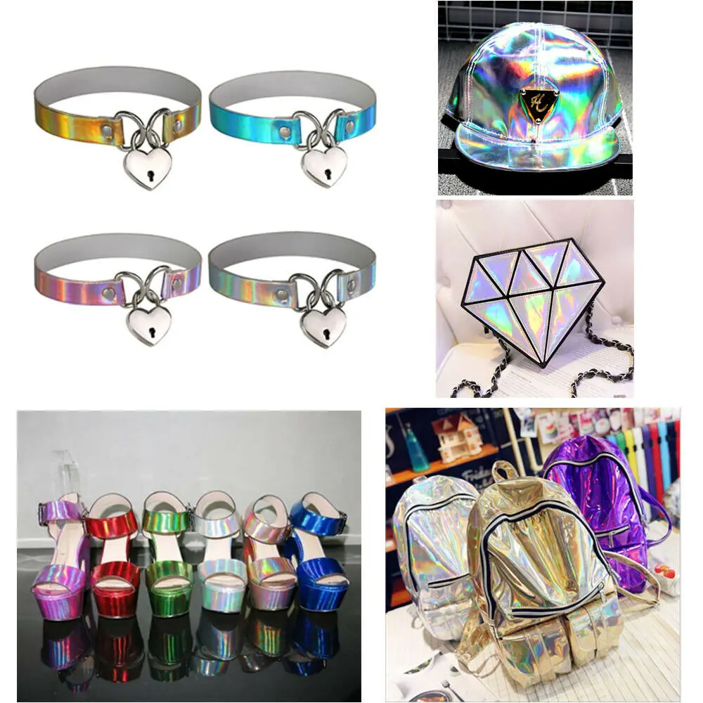 3D Laser iridescent Rainbow Mirrored Faux PU Leather Fabric Craft Cloth Bow Earring DIY Craft Material A5 20*15cm Sheets leather fabric