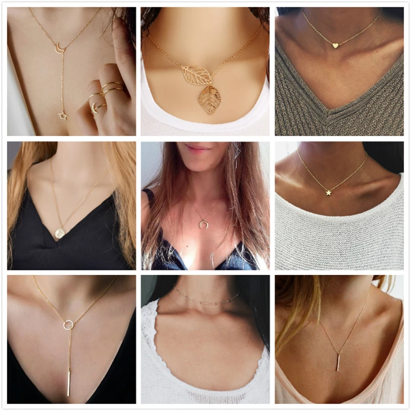 

Simple Fashion Women's Necklaces & Pendants choker 2019 necklace gold color crystal pendant necklace for women Gift wholesale