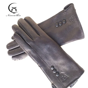 

2020 New ladies gloves leather winter warm fluff ladies soft female Buckskin gloves high quality gloves