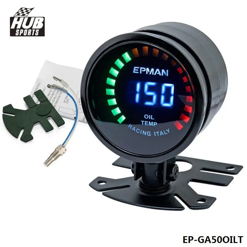 Hubsports - 2015 New EPman racing 52mm Smoked LED Digital Oil Temperature Temp Meter with Sensor bracket For Lexus HU-GA50OILT