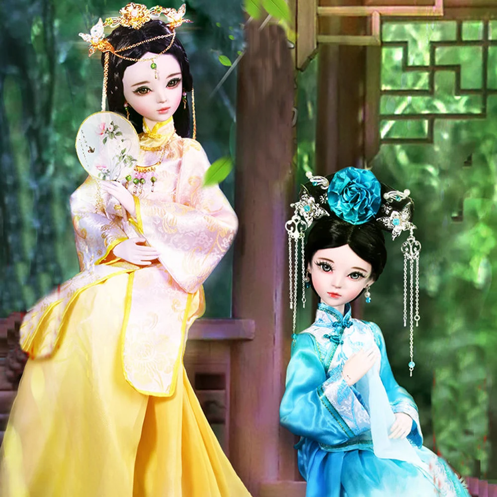 Ceny 60cm Handmade 1 3 Bjd lalki chińskie lalki księżniczki 23 łączone starożytny kostium uroda ubieranie lalki pełny zestaw dziewczyny zabawki prezent