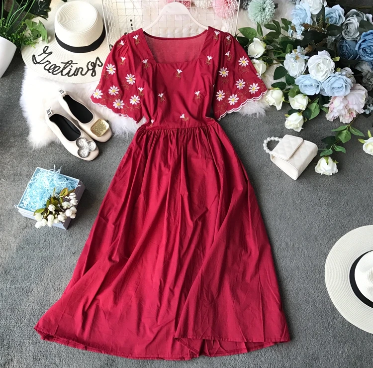 ALPHALMODA новинка 2019 платье с цветочной вышивкой для морского отдыха квадратный