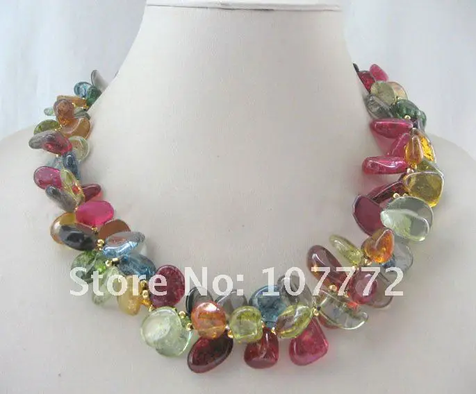 

19" 2 strands 17 mm natural multicolor crystal necklace