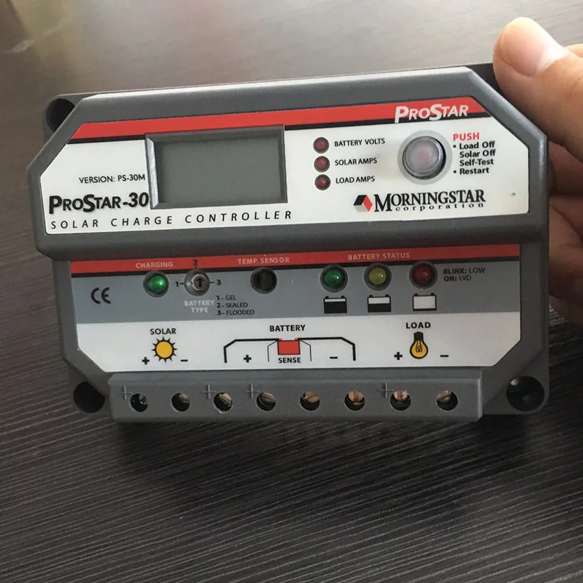 PWM 30A Morningstar PWM регулятором солнечного Зарядное устройство контроллера PS-30 12V 24V ЖК-дисплей Экран Prostar блок управления установкой на солнечной батарее для домашняя Солнечная Системы