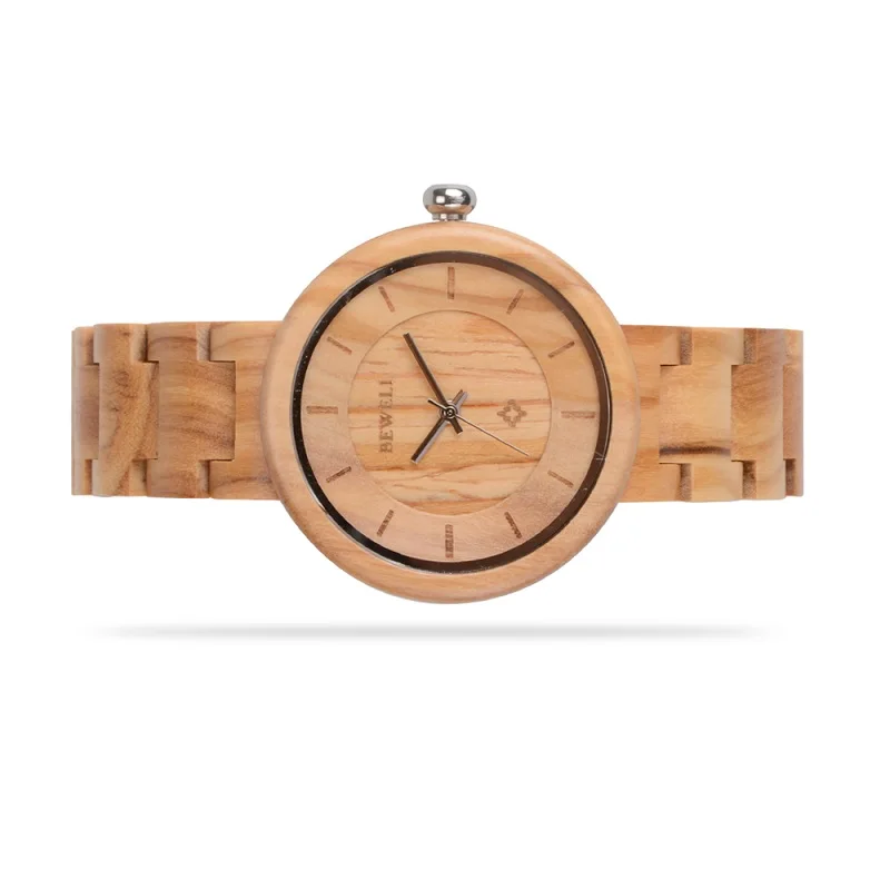 Женские деревянные часы BEWELL, топ класса люкс, Брендовые Часы с деревянным браслетом, женские часы, подарок для мамы и дочки, часы с круглым лицом 155A