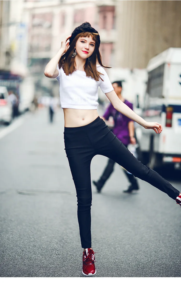 RenYvtil Hot 2017 Fashionable woman pencil pants legging elastic cotton jeans tall waist slim women stretch