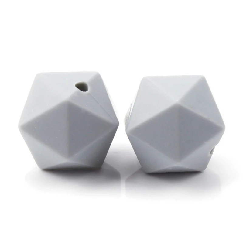 100 шт Icosahedron пищевого качества силиконовые бусины для прорезывания зубов 14 мм для грудного вскармливания, ожерелье, прорезыватель, пустышка, Bpa бесплатно - Цвет: 71 Glacier Gray