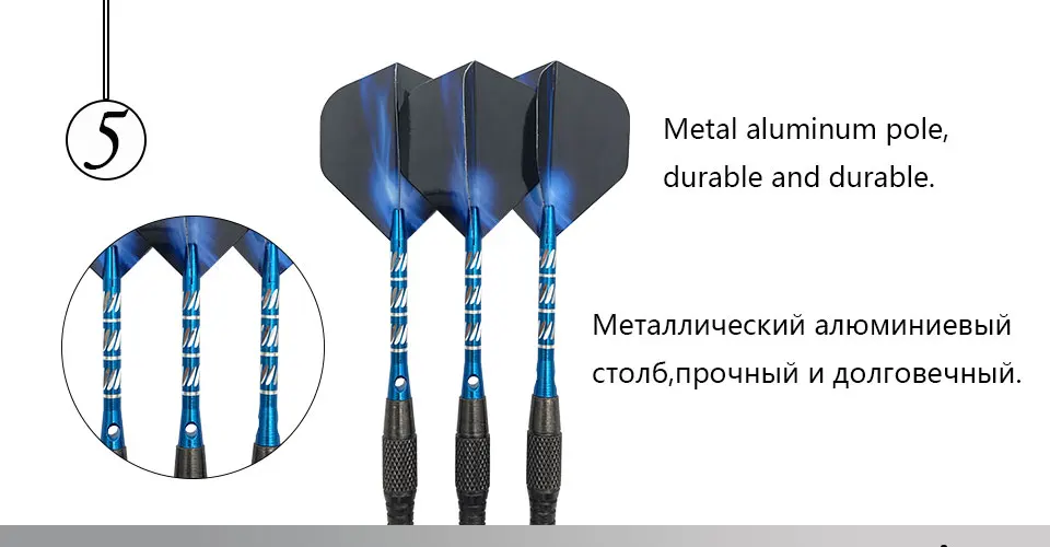 Easytoday 3Pcsset Professional Steel Tip Darts Standard Hard Type Tungsten Darts Set Aluminum Blue Shafts Darts Flights Games (5)