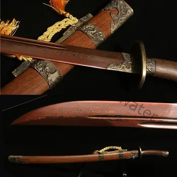 

37' FOLDED STEEL BLADE ROSE CHINESE DRAGON PHOENIX SWORD QING DAO