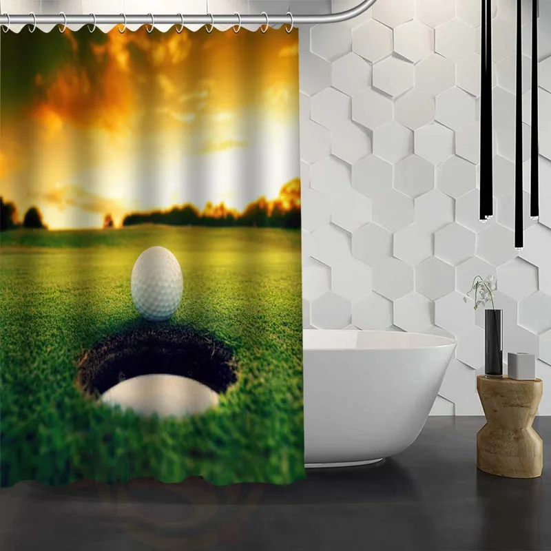 Buy Custom Golf Ball Shower Curtain Waterproof Fabric