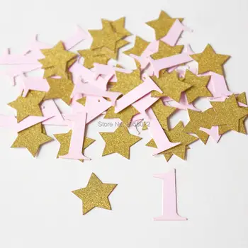 

First Birthday Confetti,Pink and Gold party decor, Wedding Anniversay Confetti,1st Birthday party,Circle scatter