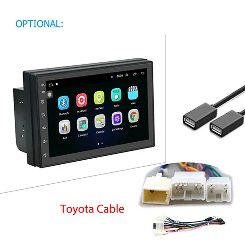 TOYOTA Cable Podofo автомобильный мультимедийный плеер Andriod gps навигация 2DIN HD Авторадио WiFi USB FM 2 Din " автомобильный аудио Радио стерео резервный монитор - Цвет: TOYOTA Cable