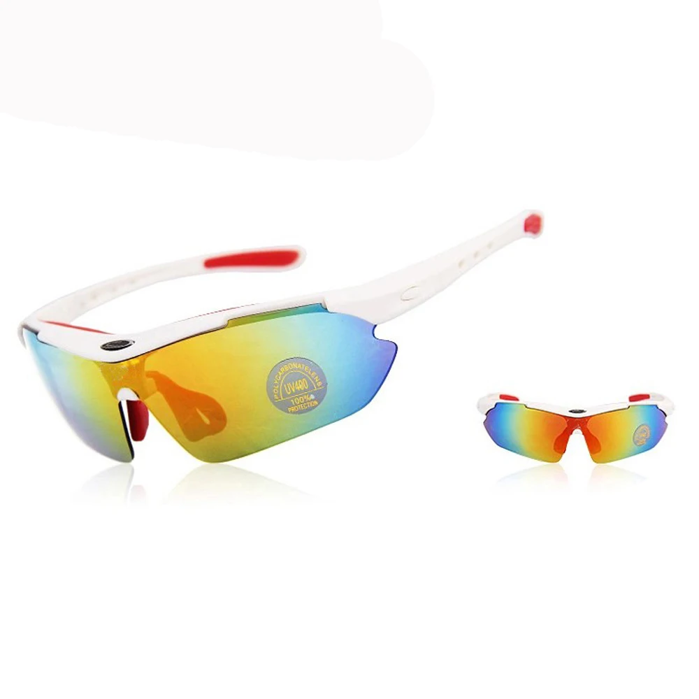 Fietsbril Велоспорт поляризационные солнцезащитные очки езда на велосипеде для велоспорта очки велосипедные очки 5 линзы - Цвет: RedWhite