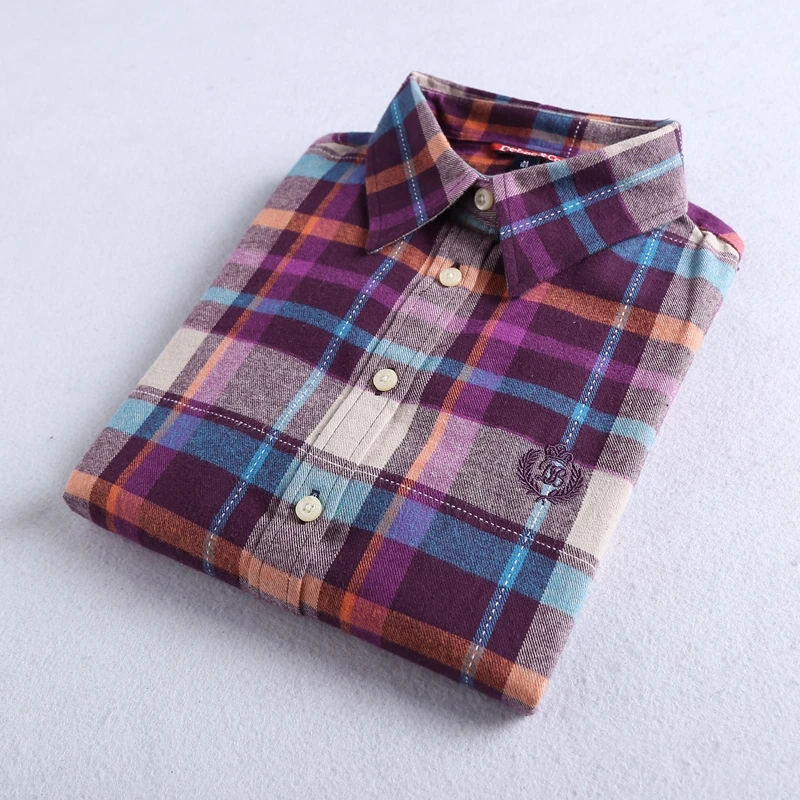  Brand New Flannel Plaid Shirt Women 2019 High Quality Women Blouses 100%Cotton embroidery Casual Lo