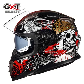

2017 Winter New Knight protection GXT Double lens Full Face Motorcycle Helmet Full Cover Motorbike Helmets of ABS PC visor lens