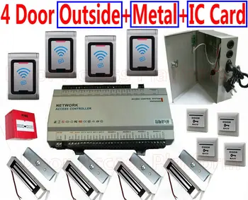 

4 Door Outside WeatherProof+Metal Case Reader+IC M1-Fore Card Reader with Web IP/TCP Controller+Magnetic Lock+UPS Power+Fire bre
