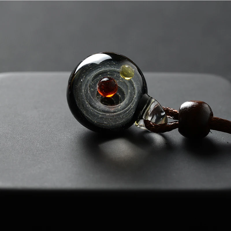 Women glass galaxy pendant, saturn planet universe glass pendant, double ball system necklace pendant planet necklace Women glass galaxy pendant, saturn planet universe glass pendant, double ball system necklace pendant planet necklace