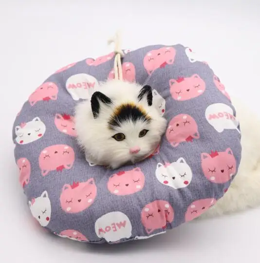 pink gray cats Elizabeth Circle ошейник против укусов Мягкий головной убор против царапин для кошек собак стерилизация для домашних животных стыд круг хлопковый ошейник для домашних животных - Цвет: pink gray cats