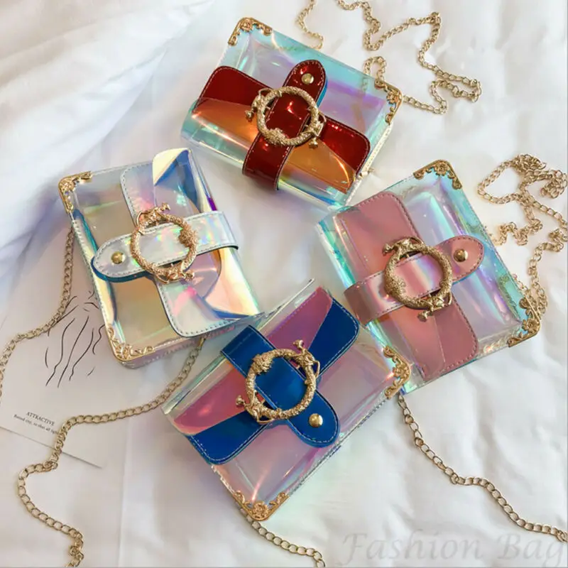 

Newest Fashion Lady Luxurious PVC Transparent Jelly Shoulder Bag Crossbody Bag Colorful Laser Tote Handbag Purse Wallets Handbag