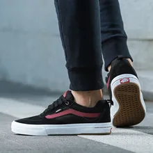 Original VANS New Men Shoes Skateboarding Shoes Sports Canvas Shoes Sneakers Low Help Leather Stitching Flat Shoes VN0A2XSGNAV