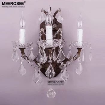

New Design 3 Lights Crystal Wall Lamp Rust Color Wall Sconces Lamp Lustre Wall Brackets Lighting Bedroom Free Shipping
