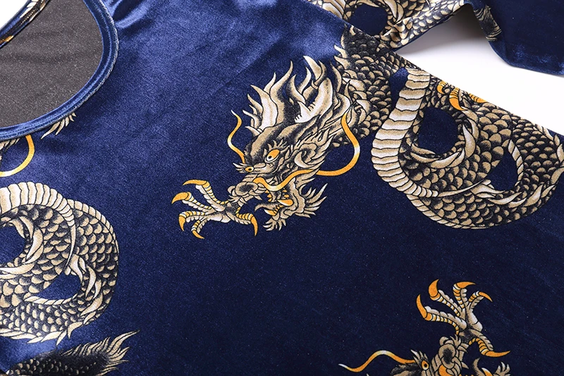 2018 Autumn Fashion Clothing For Men T Shirts Long Sleeve Dragon Pattern T-Shirt Casual Pleuche Man Tops Spring Tees Black  (5)